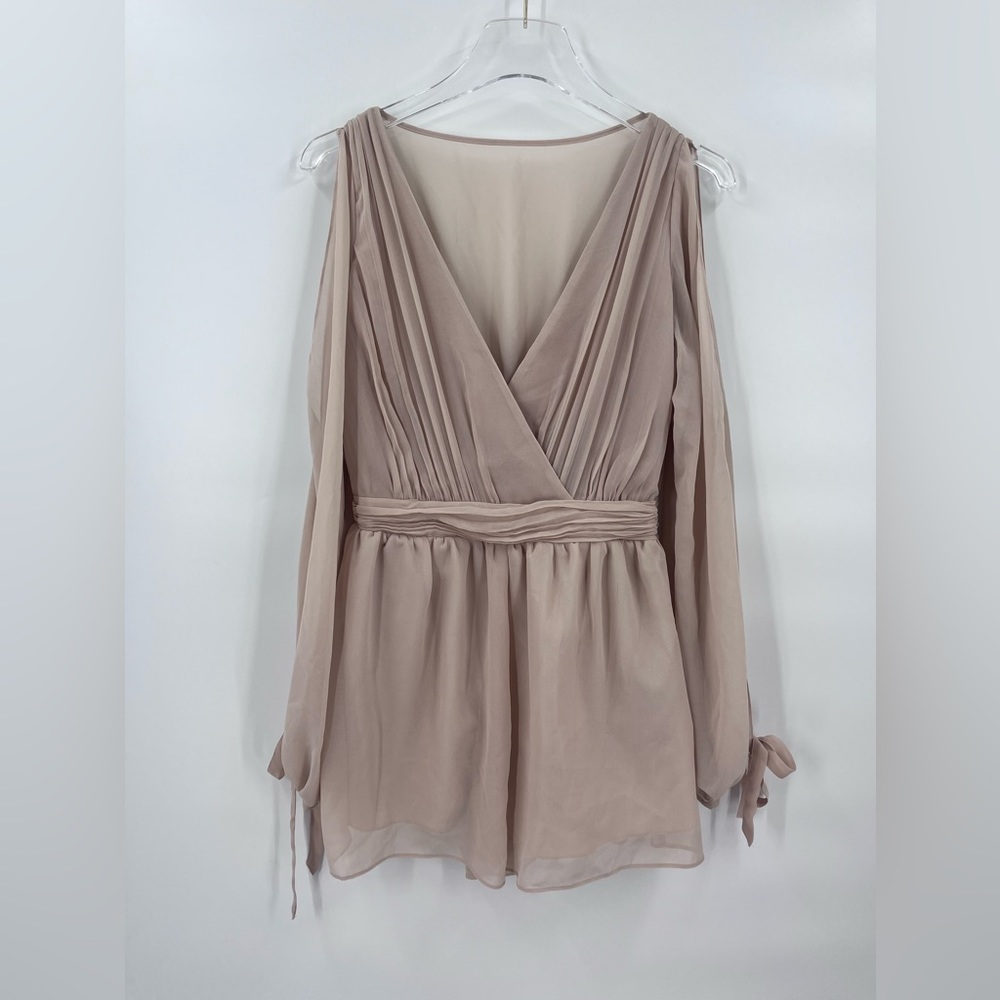 Lipsy London bell sleeve tan romper size‎ 6